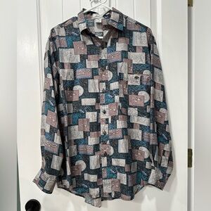 Men’s Bloom 100% Silk Printed Button Down Shirt